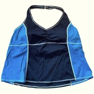 Lands End tankini top, size 24W, halter style, full bra with foam cups